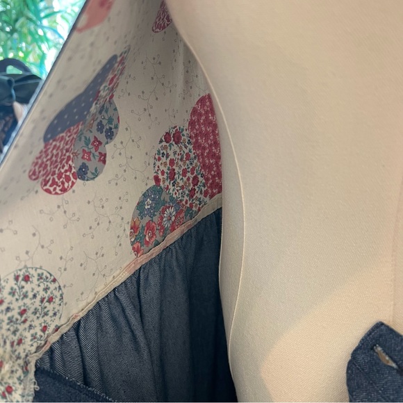 Vintage 80s 90s Armoire Denim Quilt Patch Midi Dress Jumper S M - Picture 10 of 12